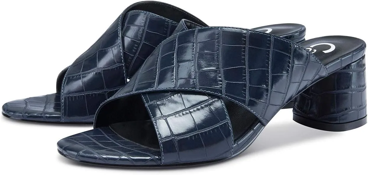 Castamere Womens Chunky Block Heels Slippers Slip-on Strappy Open Toe Sandals 5CM Heeled Sandal