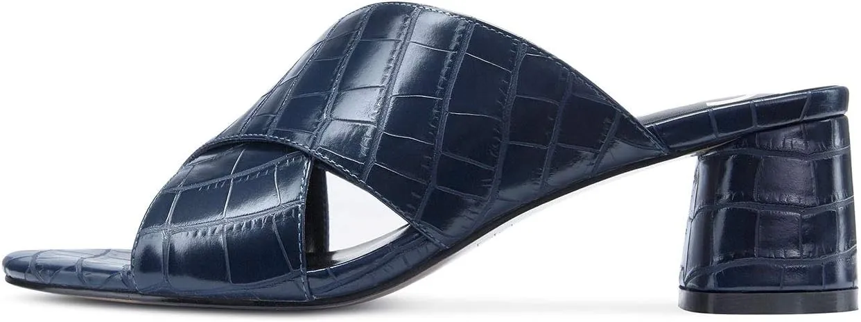 Castamere Womens Chunky Block Heels Slippers Slip-on Strappy Open Toe Sandals 5CM Heeled Sandal