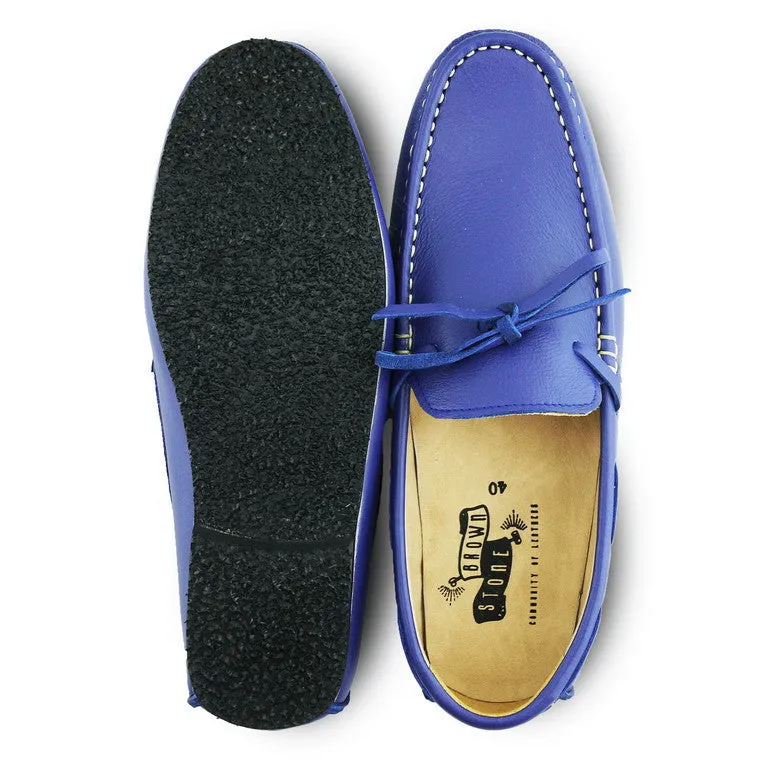 Casualist Lace Leather Loafer Wrinkle Soft Indigo Blue