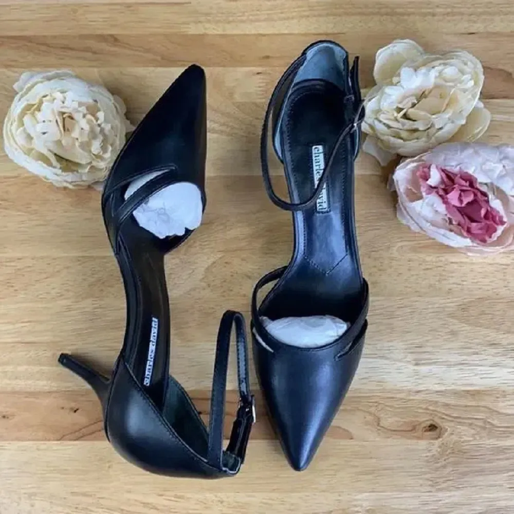 Charles David Black Leather Pumps 10M