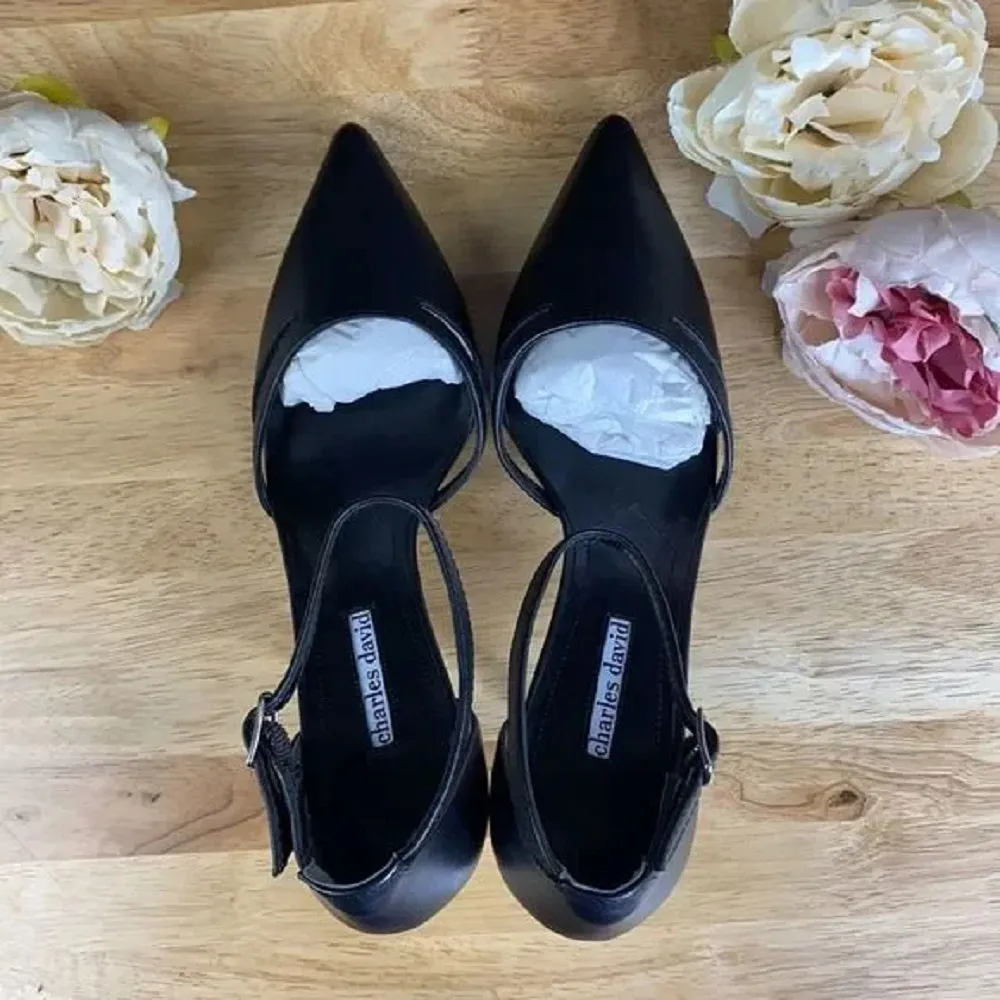 Charles David Black Leather Pumps 10M