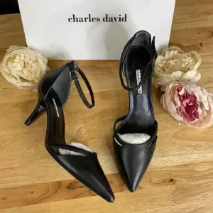Charles David Black Leather Pumps 10M
