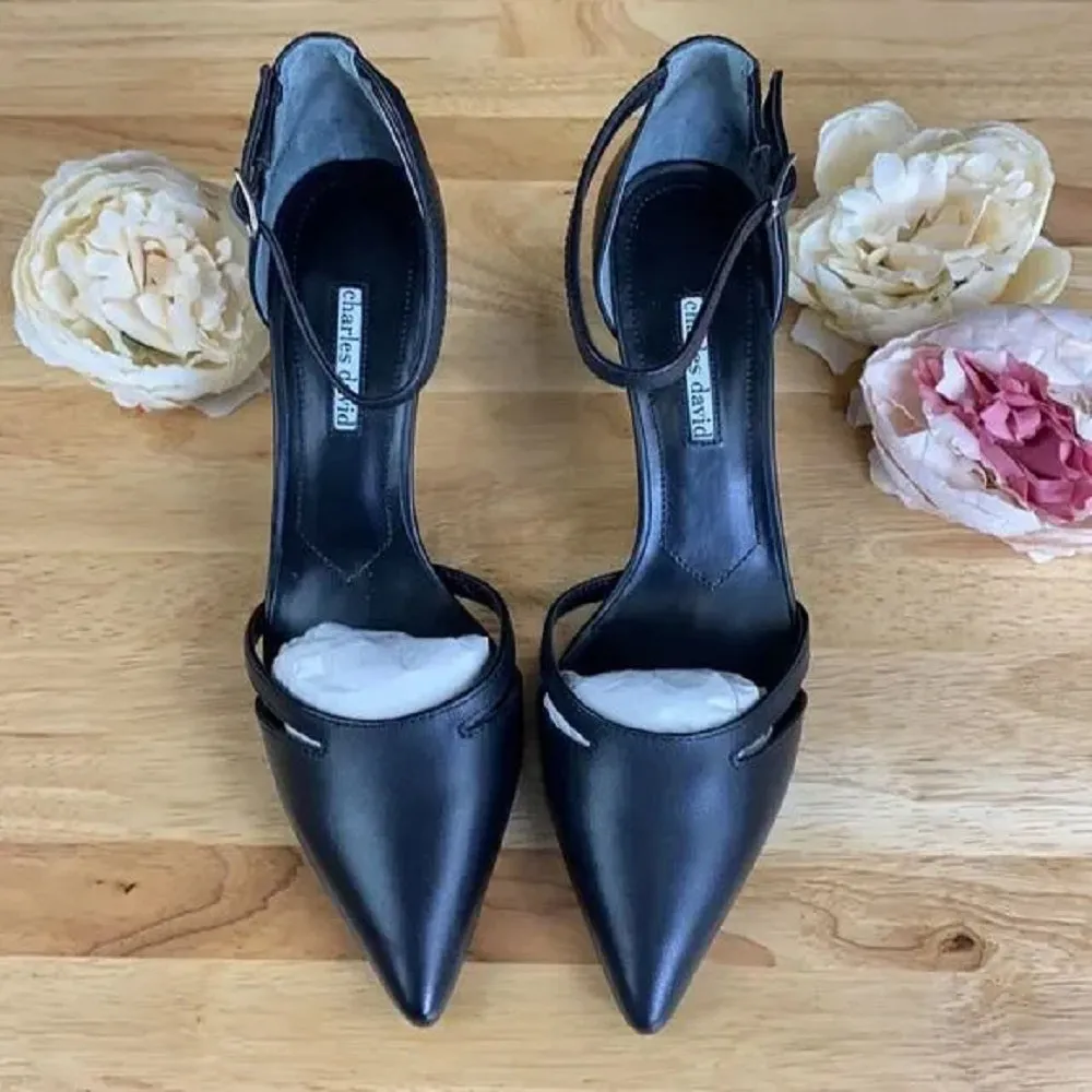 Charles David Black Leather Pumps 10M
