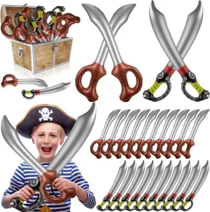 Charniol 24 Pieces Inflatable Pirate Swords Halloween Toy Sword Party Favors Birthday Supplies Inflated Knife for Swimming Pool Cosplay Stage Props Costume Accessories