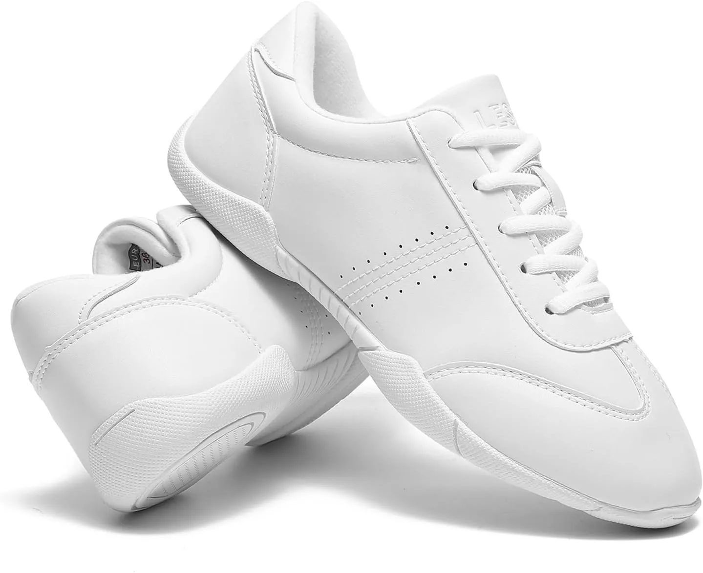 Cheer Shoes for Girls Womens White Cheer Shoes Youth Cheerleading Shoes Competition Sports Training Athletic Comfortable Flats Breathable Soft Kids Cheer Sneakers