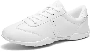 Cheer Shoes for Girls Womens White Cheer Shoes Youth Cheerleading Shoes Competition Sports Training Athletic Comfortable Flats Breathable Soft Kids Cheer Sneakers