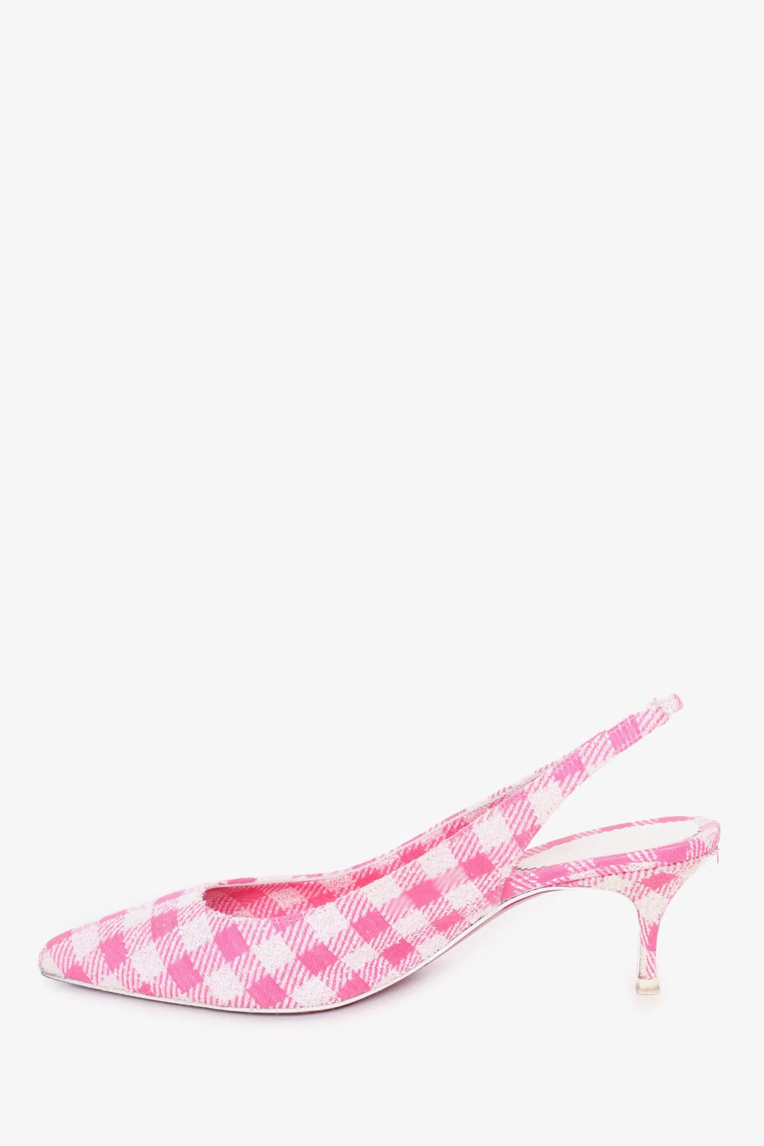 Christian Louboutin Pink/White Kate Gingham Pointed Toe Slingback Pump Size 36