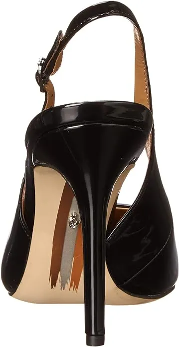 Christmas clearance Pointed Black Hazel Edelman Toe Sling Sam Heeled Stiletto Pumps Dress Patent Risk-free