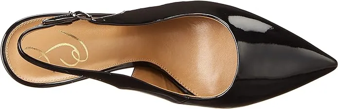 Christmas clearance Pointed Black Hazel Edelman Toe Sling Sam Heeled Stiletto Pumps Dress Patent Risk-free