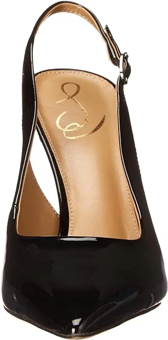 Christmas clearance Pointed Black Hazel Edelman Toe Sling Sam Heeled Stiletto Pumps Dress Patent Risk-free
