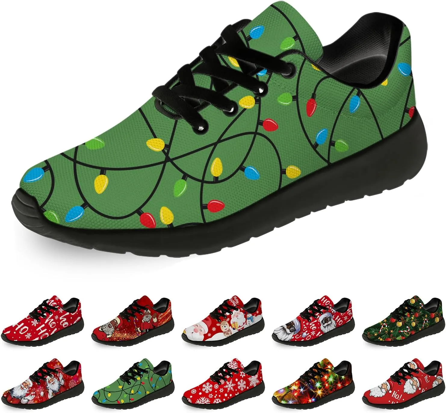 Christmas Shoes for Women Men Running Comfort Lightweight Walking Tennis Sneakers Santa Shoes Gifts for Boy Girl