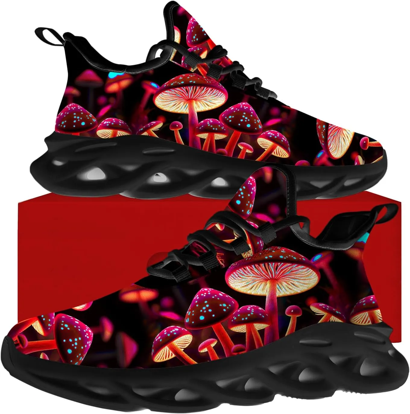 Ciadoon Mushroom Shoes for Women Men Road Running Walking Tennis Breathable Lightweight Sneakers Athletic Shoes Gifts for Men Women