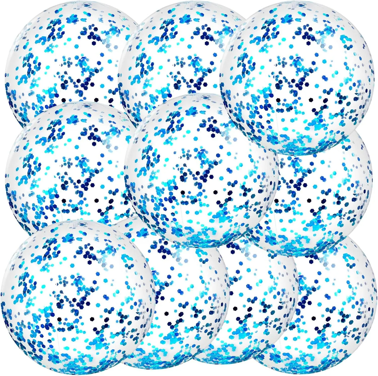 Civaner 10 Pcs Inflatable Glitter Beach Balls 16 Inch Confetti Pool Balls for Party Decorations Blow up Balloon Toys for Outdoor Summer Graduation Wedding Xmas(Blue)