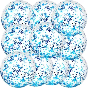 Civaner 10 Pcs Inflatable Glitter Beach Balls 16 Inch Confetti Pool Balls for Party Decorations Blow up Balloon Toys for Outdoor Summer Graduation Wedding Xmas(Blue)