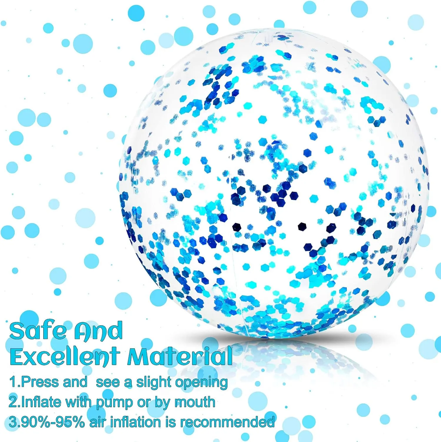 Civaner 10 Pcs Inflatable Glitter Beach Balls 16 Inch Confetti Pool Balls for Party Decorations Blow up Balloon Toys for Outdoor Summer Graduation Wedding Xmas(Blue)