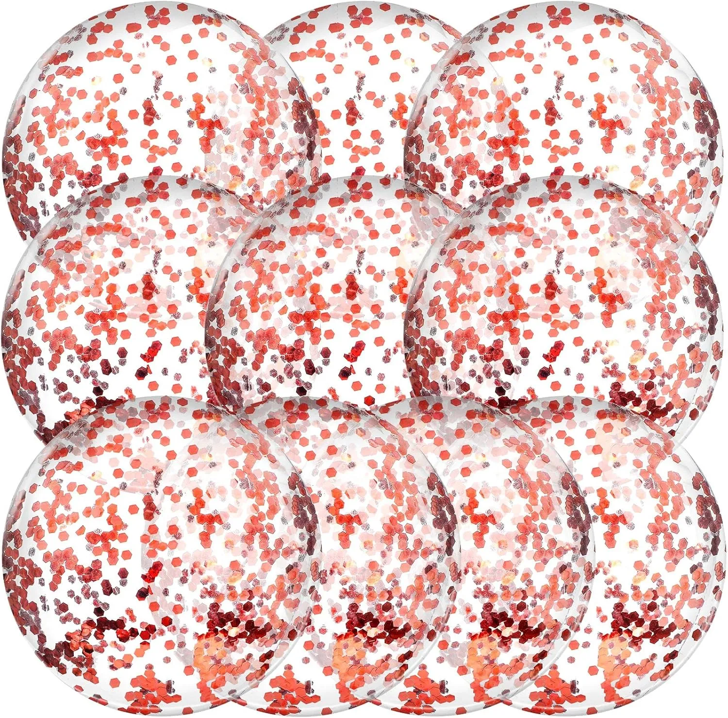 Civaner 10 Pcs Inflatable Glitter Beach Balls 16 Inch Confetti Pool Balls for Party Decorations Blow up Balloon Toys for Outdoor Summer Graduation Wedding Xmas(Rose Gold)