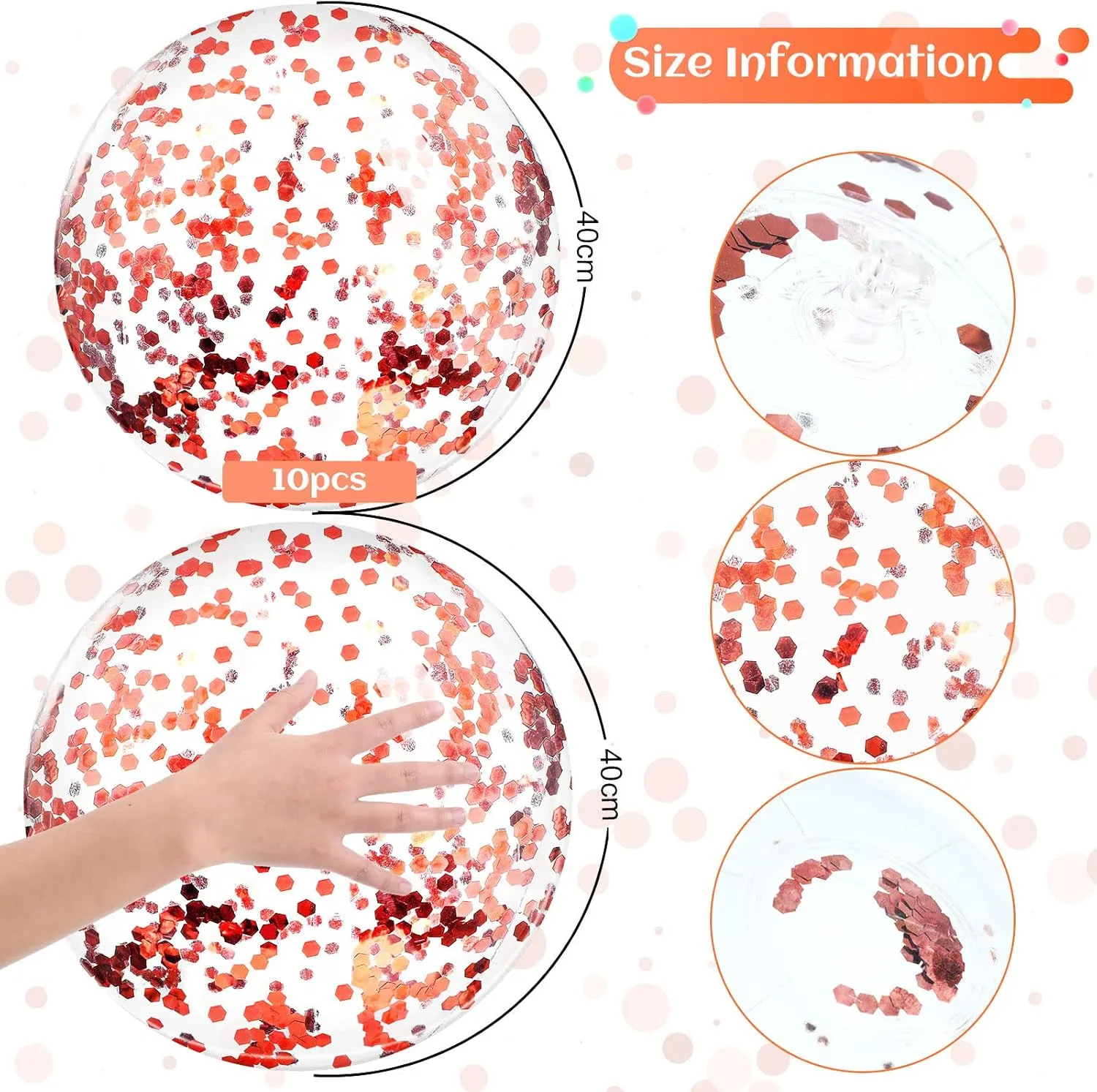 Civaner 10 Pcs Inflatable Glitter Beach Balls 16 Inch Confetti Pool Balls for Party Decorations Blow up Balloon Toys for Outdoor Summer Graduation Wedding Xmas(Rose Gold)