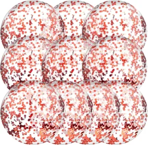 Civaner 10 Pcs Inflatable Glitter Beach Balls 16 Inch Confetti Pool Balls for Party Decorations Blow up Balloon Toys for Outdoor Summer Graduation Wedding Xmas(Rose Gold)