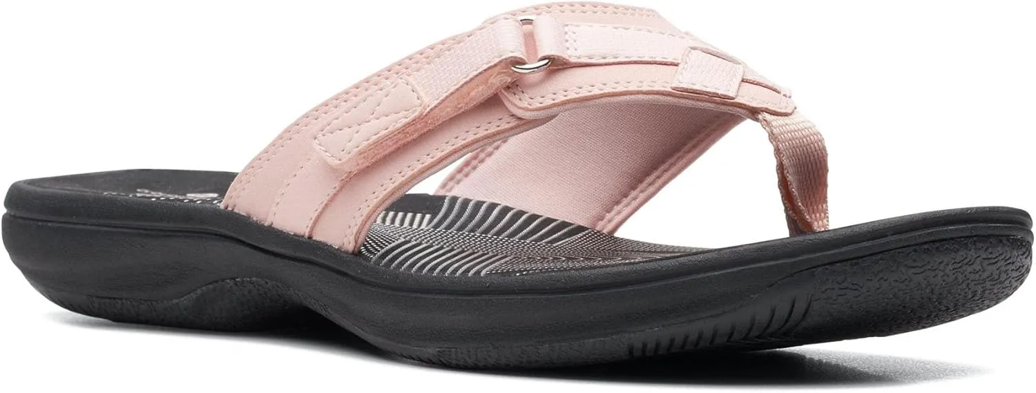 Clarks Womens Breeze Sea Flip-Flop Sandals - Comfortable Flip Flop with Adjustable Hook and Arch Support - Casual Summer Wearing Cloudsteppers for Everyday