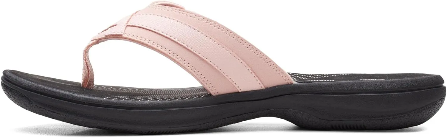Clarks Womens Breeze Sea Flip-Flop Sandals - Comfortable Flip Flop with Adjustable Hook and Arch Support - Casual Summer Wearing Cloudsteppers for Everyday