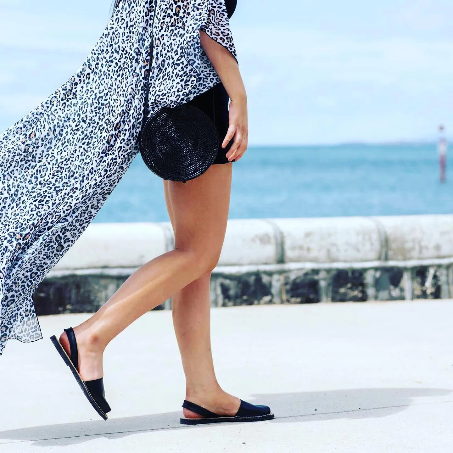Classic Black Ladies Leather Sandal