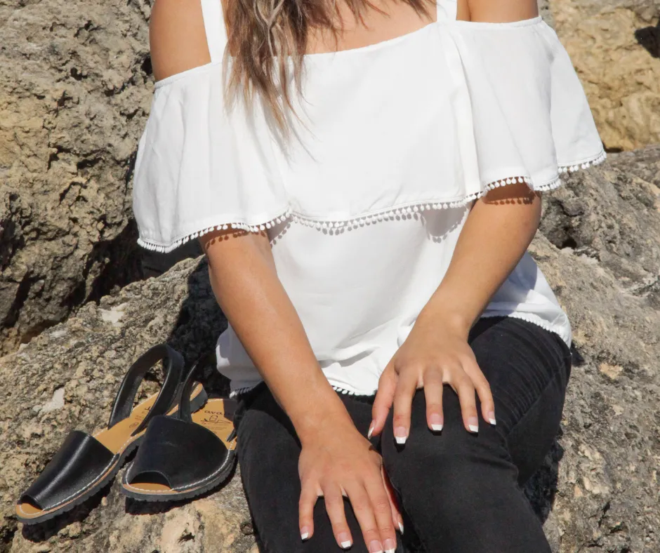 Classic Black Ladies Leather Sandal