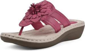 CLIFFS BY WHITE MOUNTAIN Women's Cassia Mini Wedge Flower Flip Flop Sandal