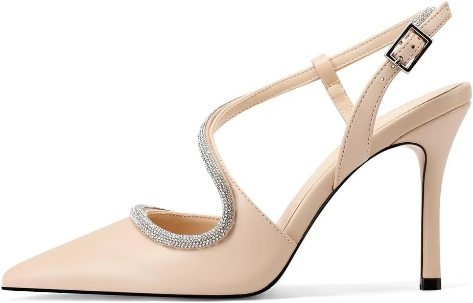 Closed Toe High Heels, Womens Pointed Toe Slip On Stiletto Pumps, Elegant Pointy Heels Dress Shoes Weeding Comfortable Pump Shoes