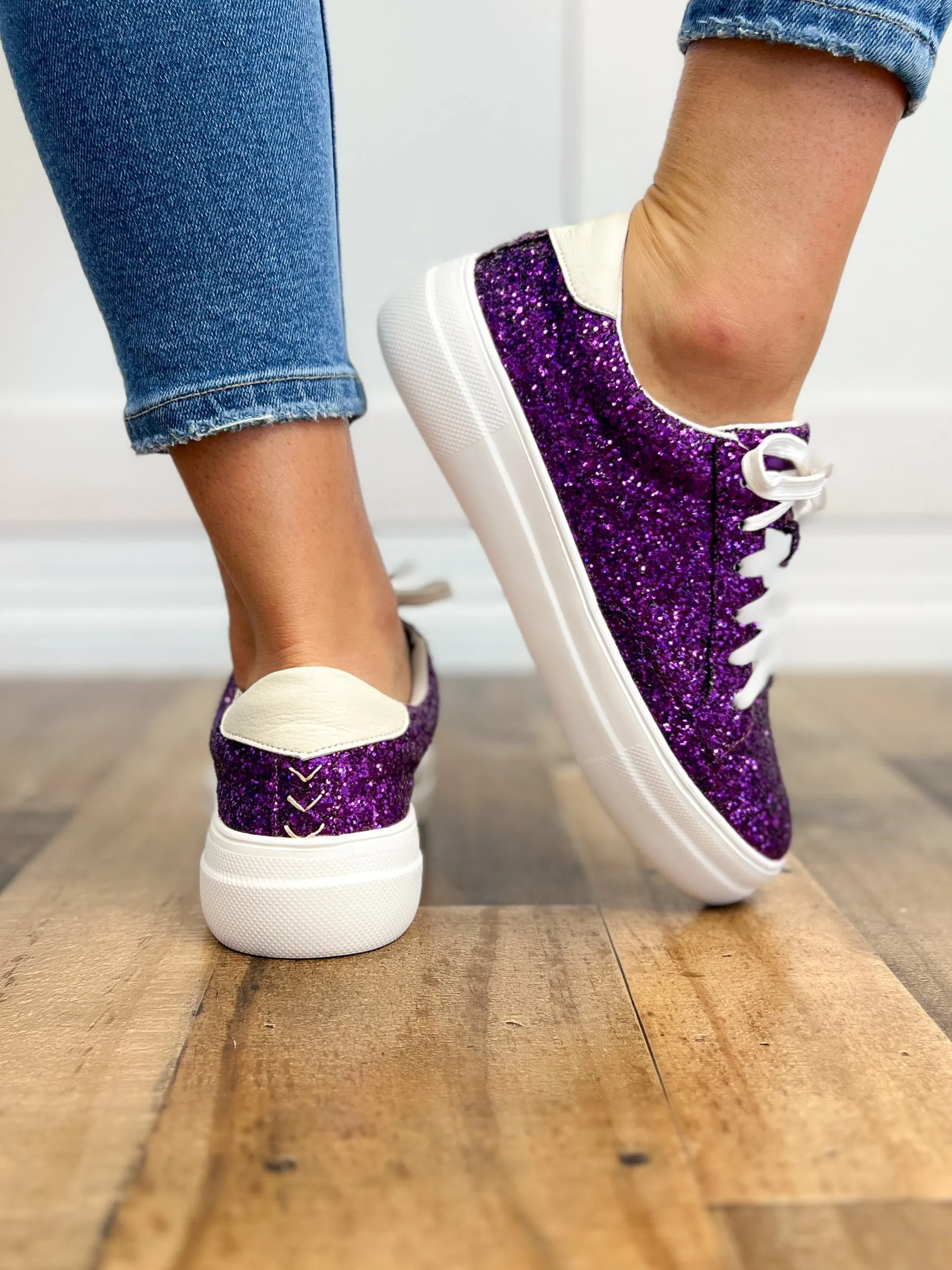 Corkys Glaring Purple Chunky Glitter Raised Sneaker Shoes