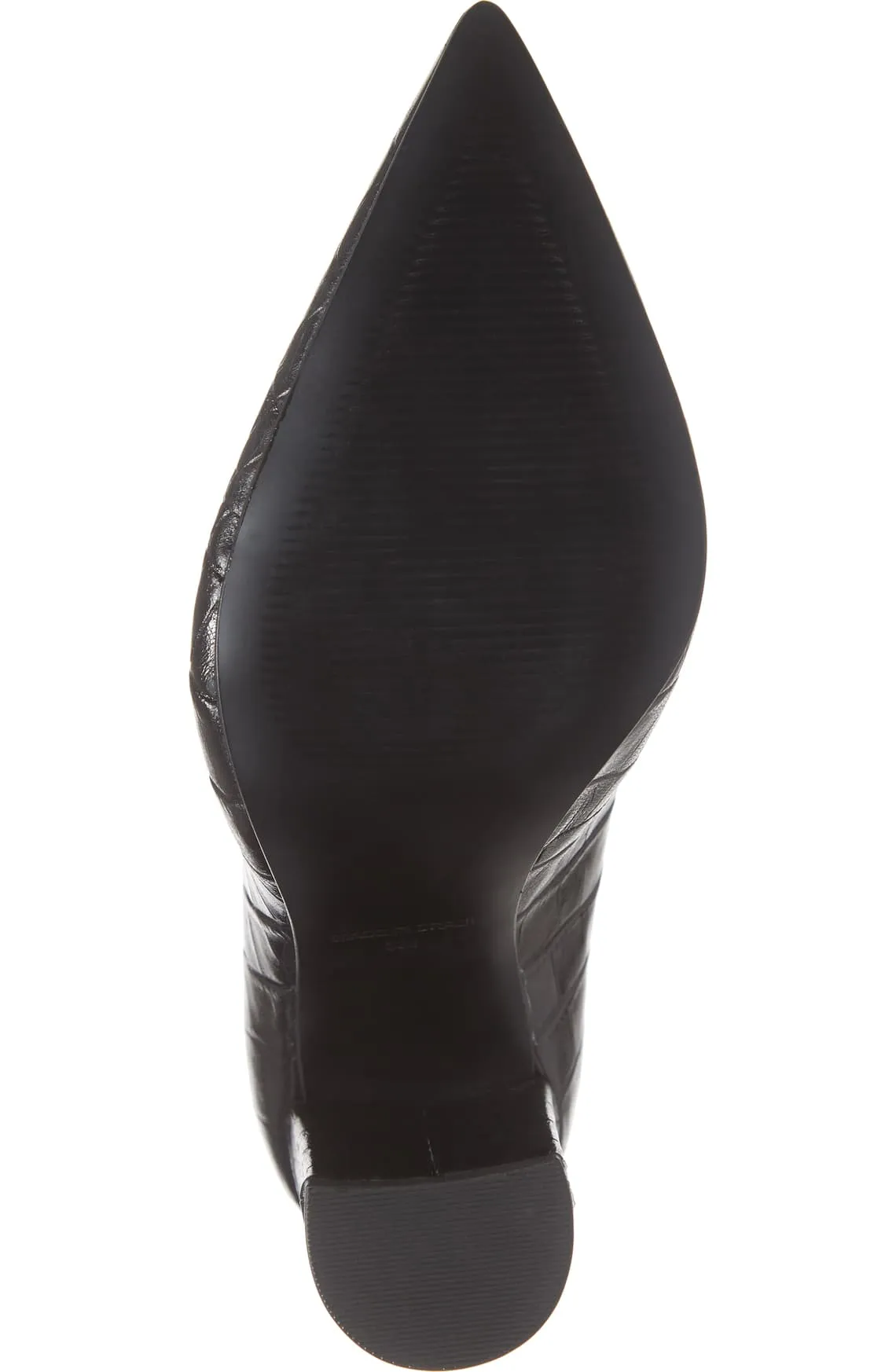 Croc Embossed Leather Pointed Toe 4 Inch Stacked Heel Pump