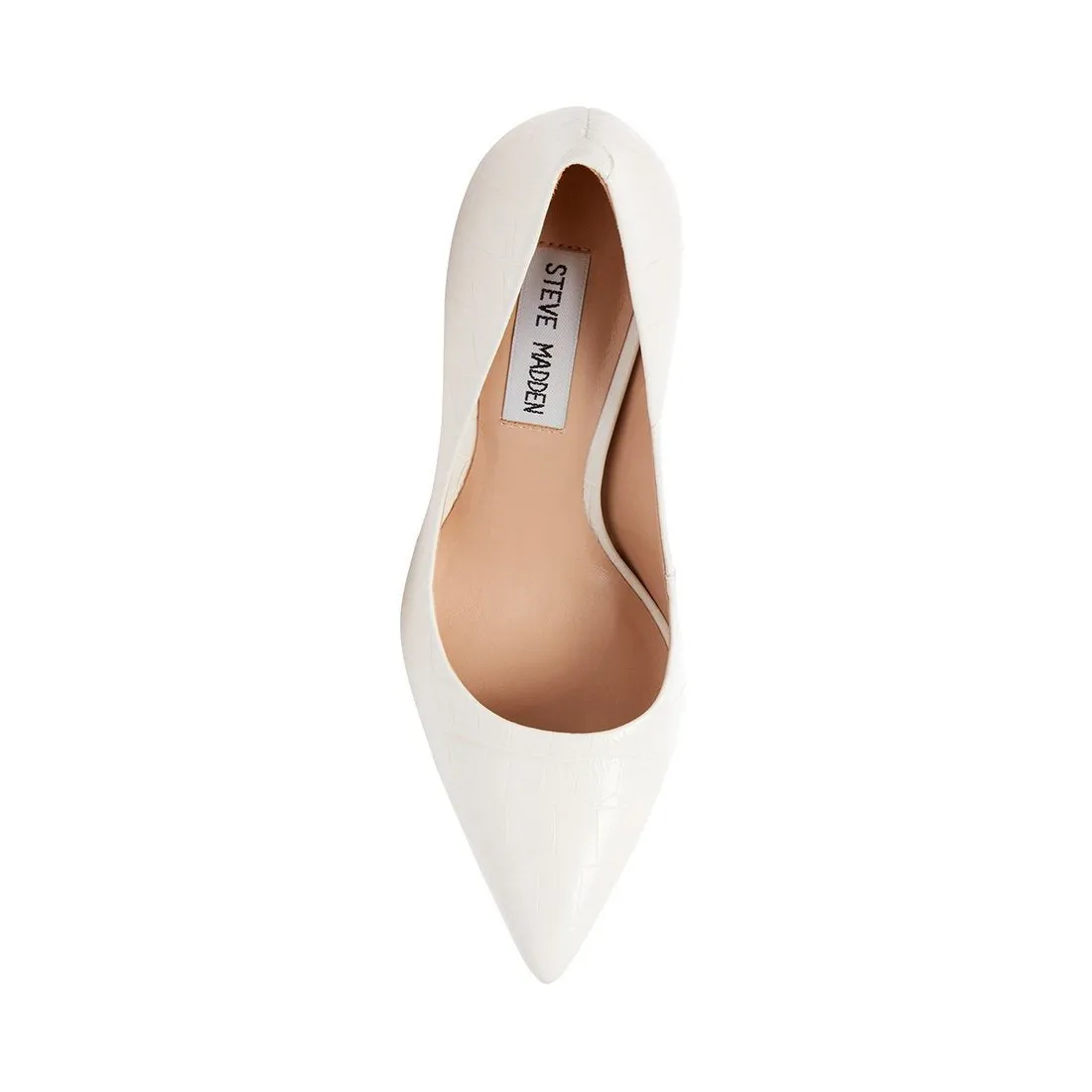 Croc Embossed Leather Pointed Toe 4 Inch Stacked Heel Pump