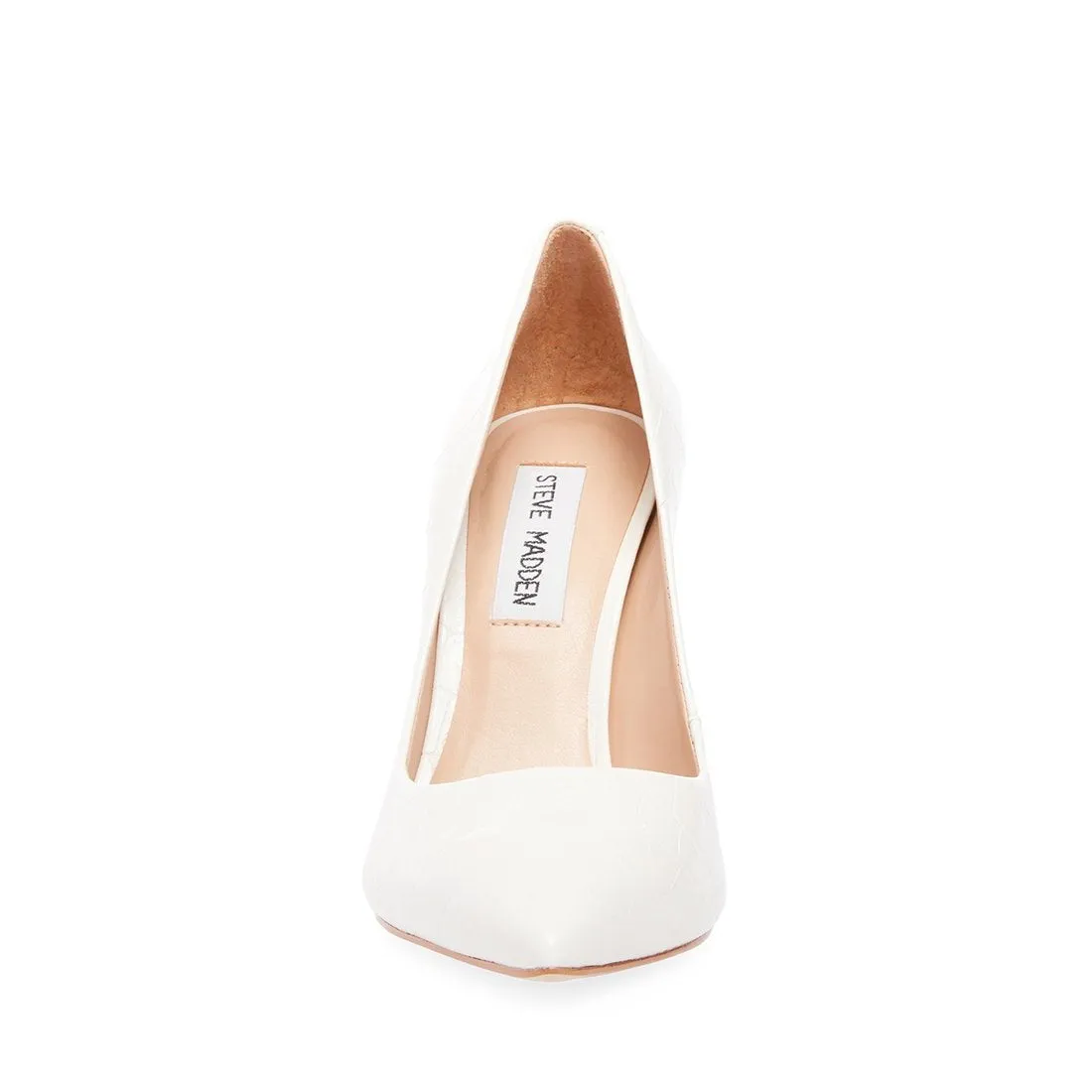Croc Embossed Leather Pointed Toe 4 Inch Stacked Heel Pump