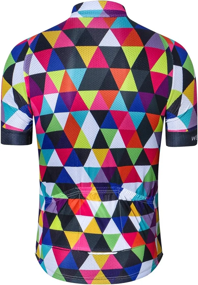 Cycling Jersey Short Sleeve USA Style Bike Tops with Pocket Reflective Stripe