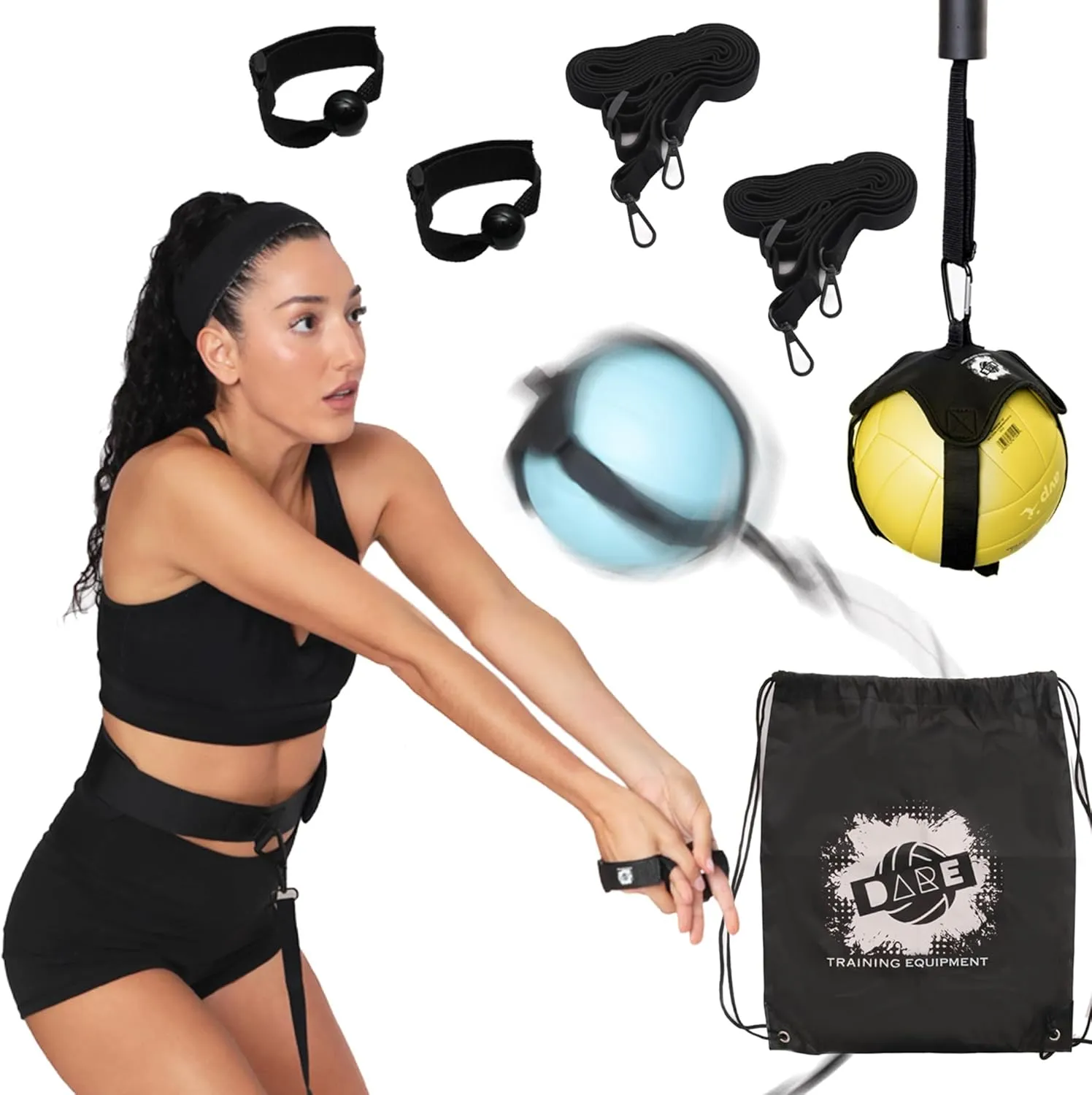 Dare 3-in-1 Volleyball Training Equipment Bundle – Adjustable Serve, Spike & Set Trainer, Rebounder – Improve Your Volleyball Skills Anywhere - Don't Buy Separate - Get The Bundle