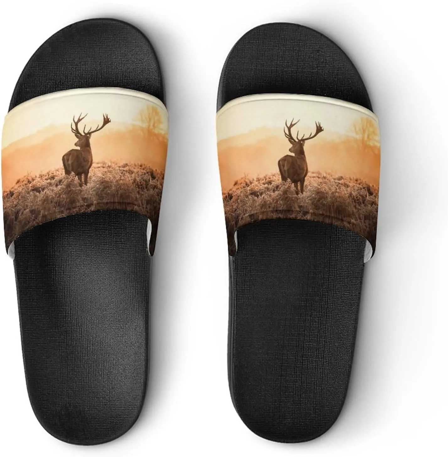 Deer Wilderness Nature Countryside Pattern PVC Home Slippers Non-Slip Shower Sandals Summer Indoor Outdoor Beach for Men And Women