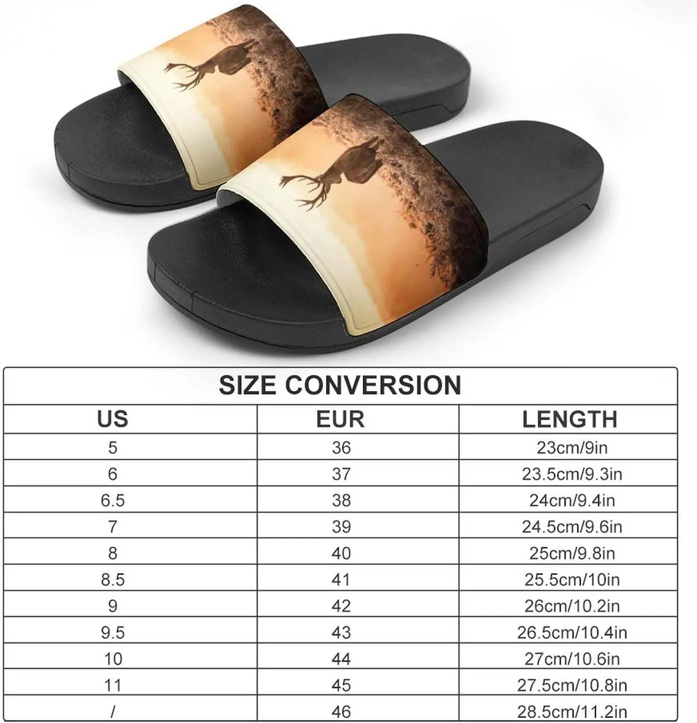 Deer Wilderness Nature Countryside Pattern PVC Home Slippers Non-Slip Shower Sandals Summer Indoor Outdoor Beach for Men And Women