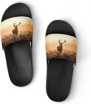 Deer Wilderness Nature Countryside Pattern PVC Home Slippers Non-Slip Shower Sandals Summer Indoor Outdoor Beach for Men And Women