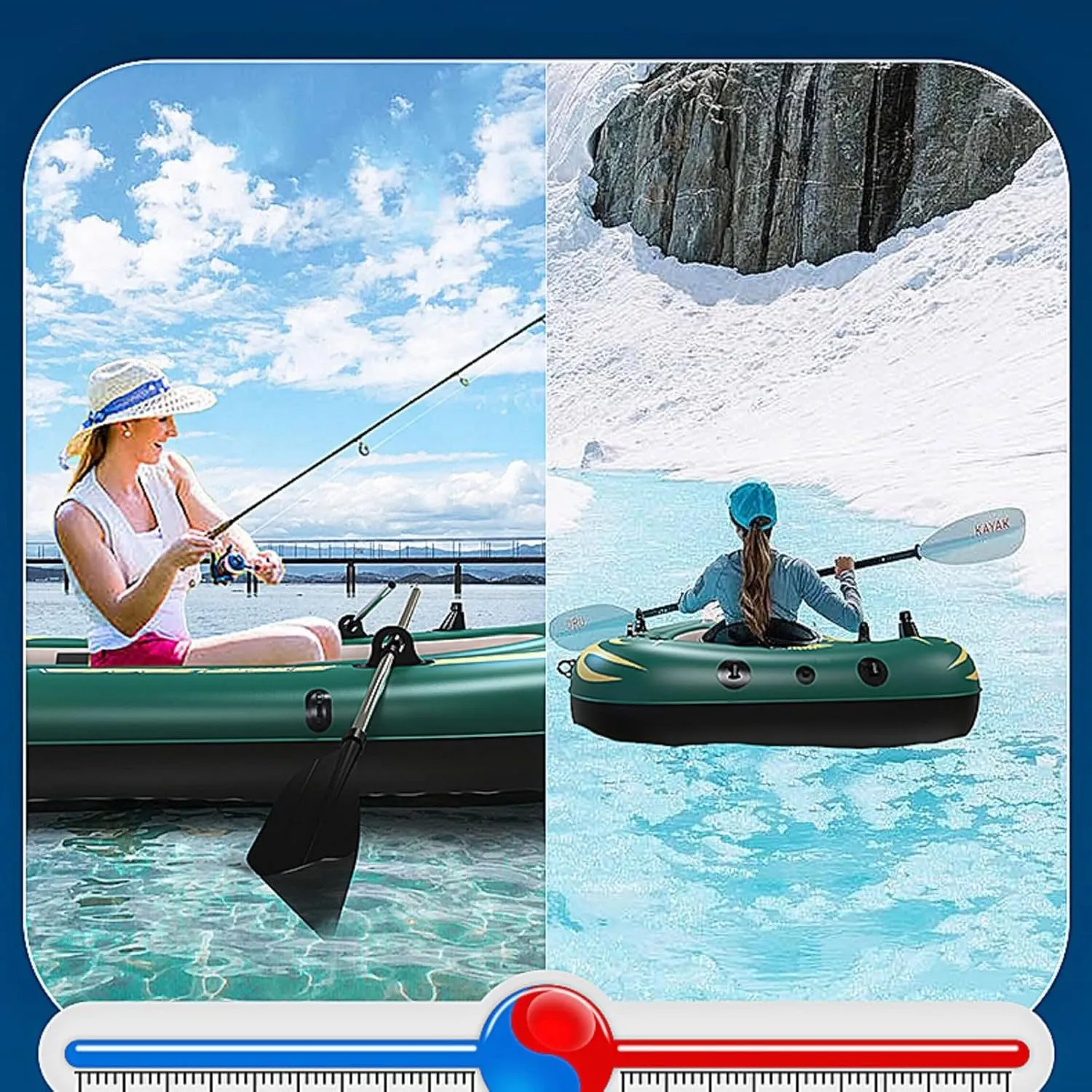 DFT Enjoy Fishing and Leisure with Our 2,3,4,5 Person Inflatable Kayaks, Durable and Self-Contained Air Chamber Inflatable Boats(Color:HH)