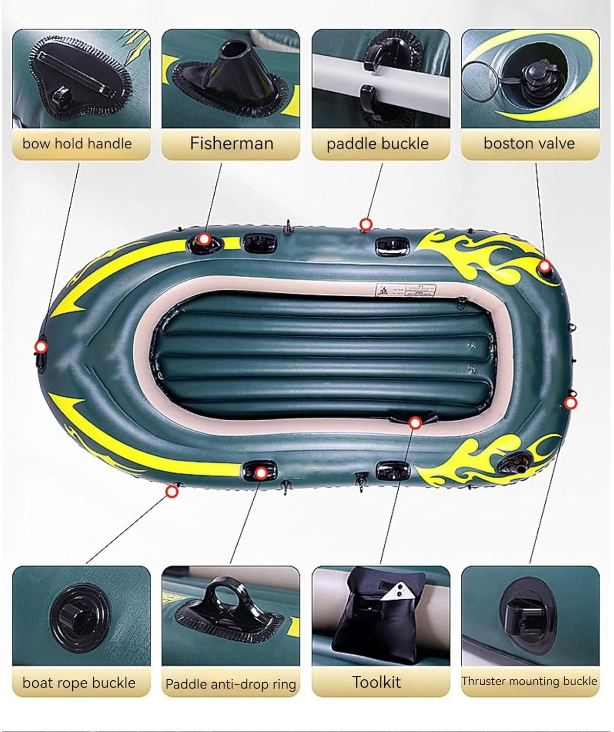 DFT Enjoy Fishing and Leisure with Our 2,3,4,5 Person Inflatable Kayaks, Durable and Self-Contained Air Chamber Inflatable Boats(Color:HH)