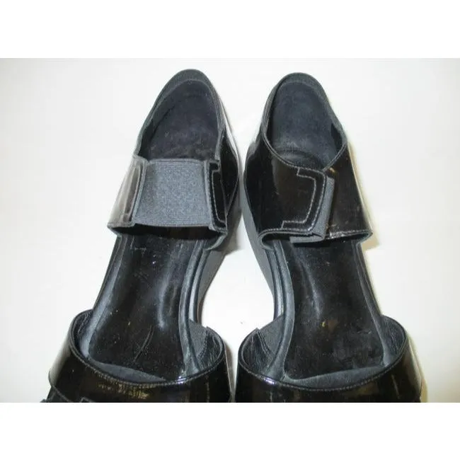 Donald J Pliner Patent Black Nura Sandal Wedges Size Us