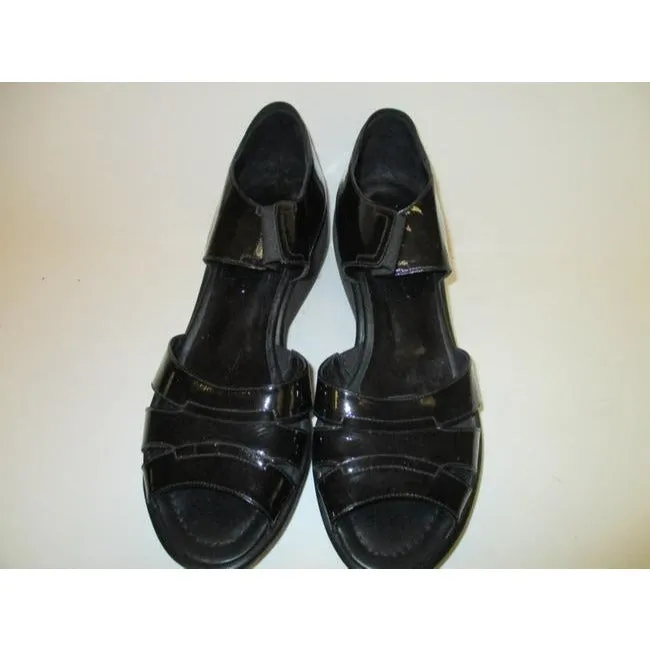 Donald J Pliner Patent Black Nura Sandal Wedges Size Us