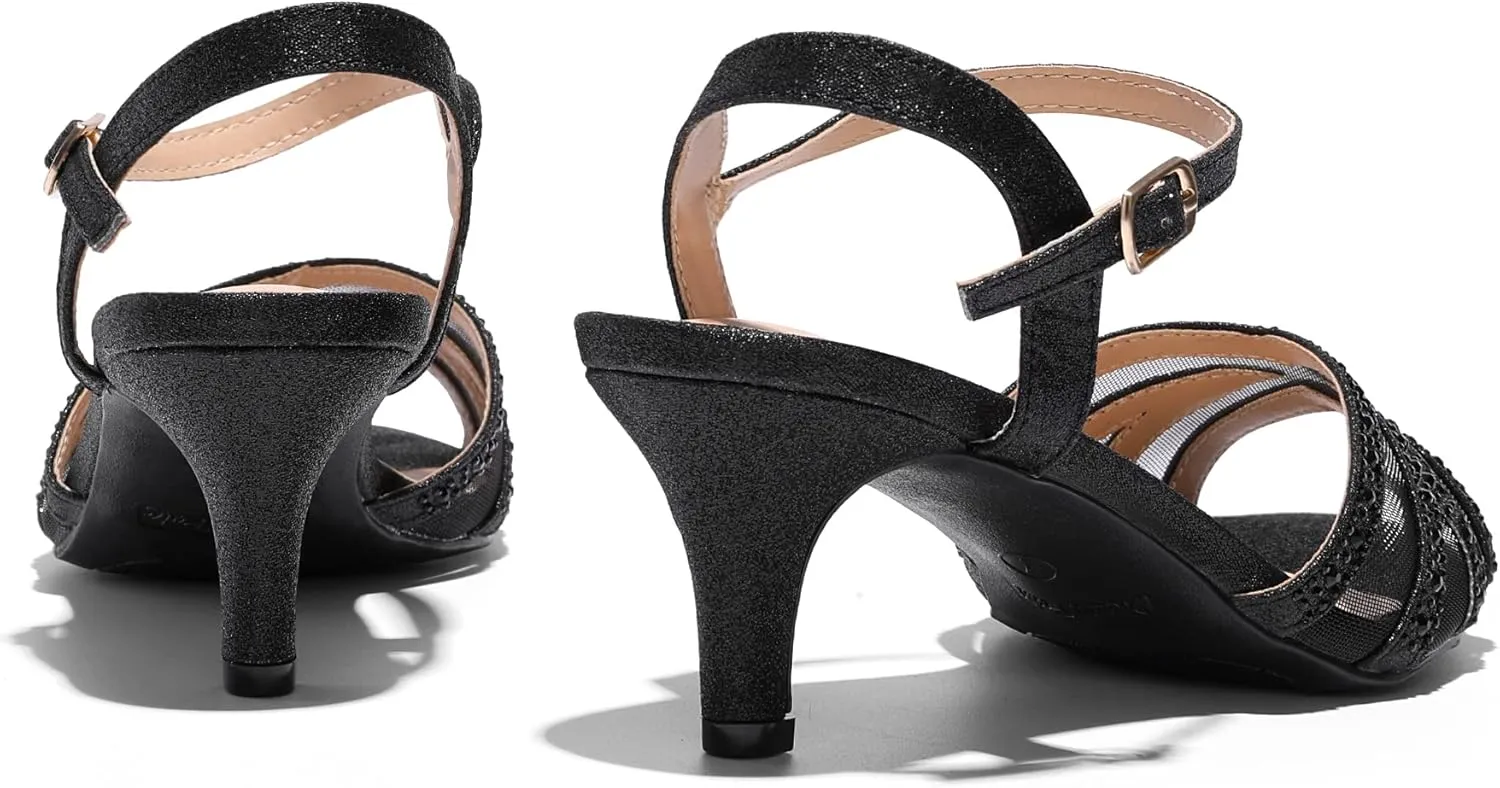 DREAM PAIRS Women's Nina Low Heel Pump Sandals