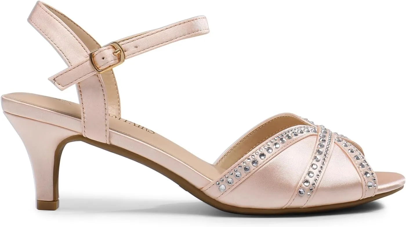DREAM PAIRS Women's Nina Low Heel Pump Sandals