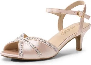 DREAM PAIRS Women's Nina Low Heel Pump Sandals