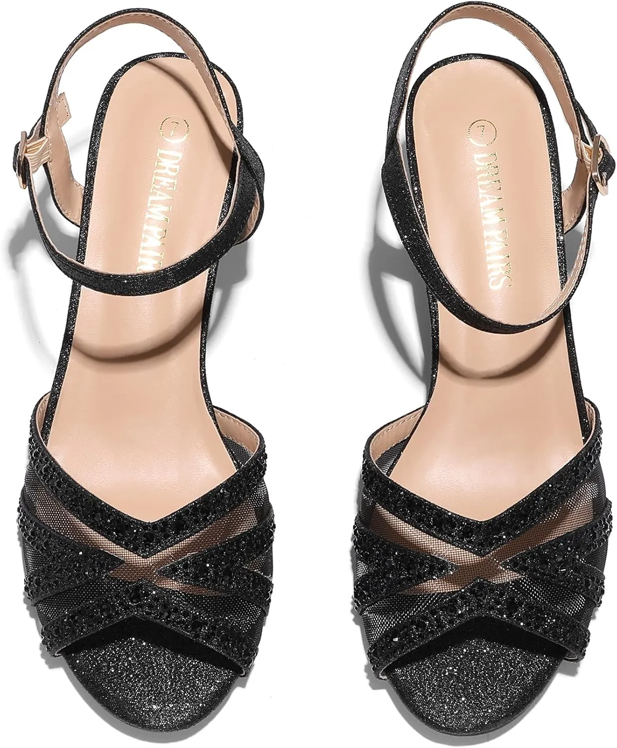DREAM PAIRS Women's Nina Low Heel Pump Sandals