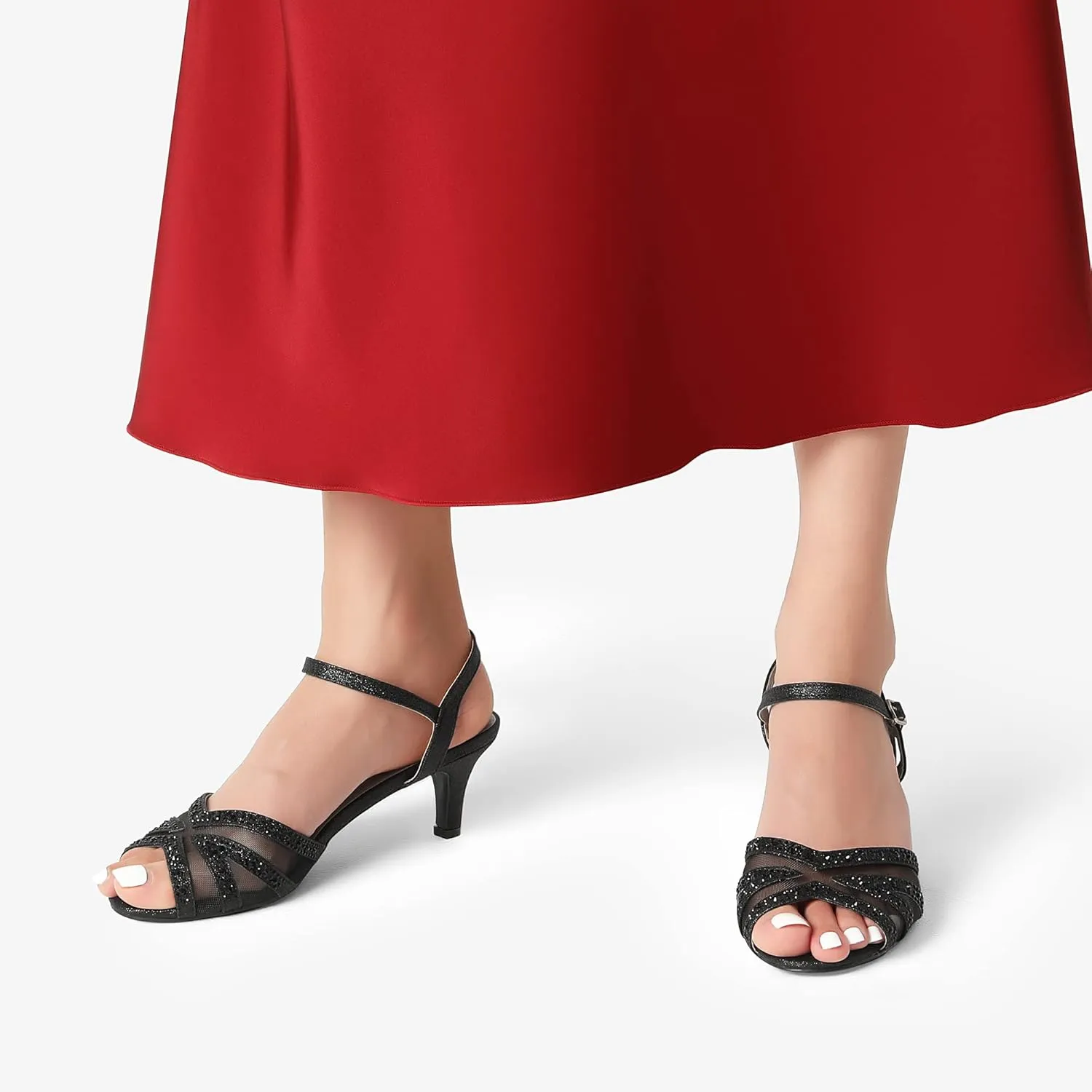 DREAM PAIRS Women's Nina Low Heel Pump Sandals
