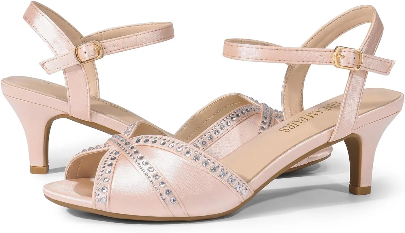 DREAM PAIRS Women's Nina Low Heel Pump Sandals