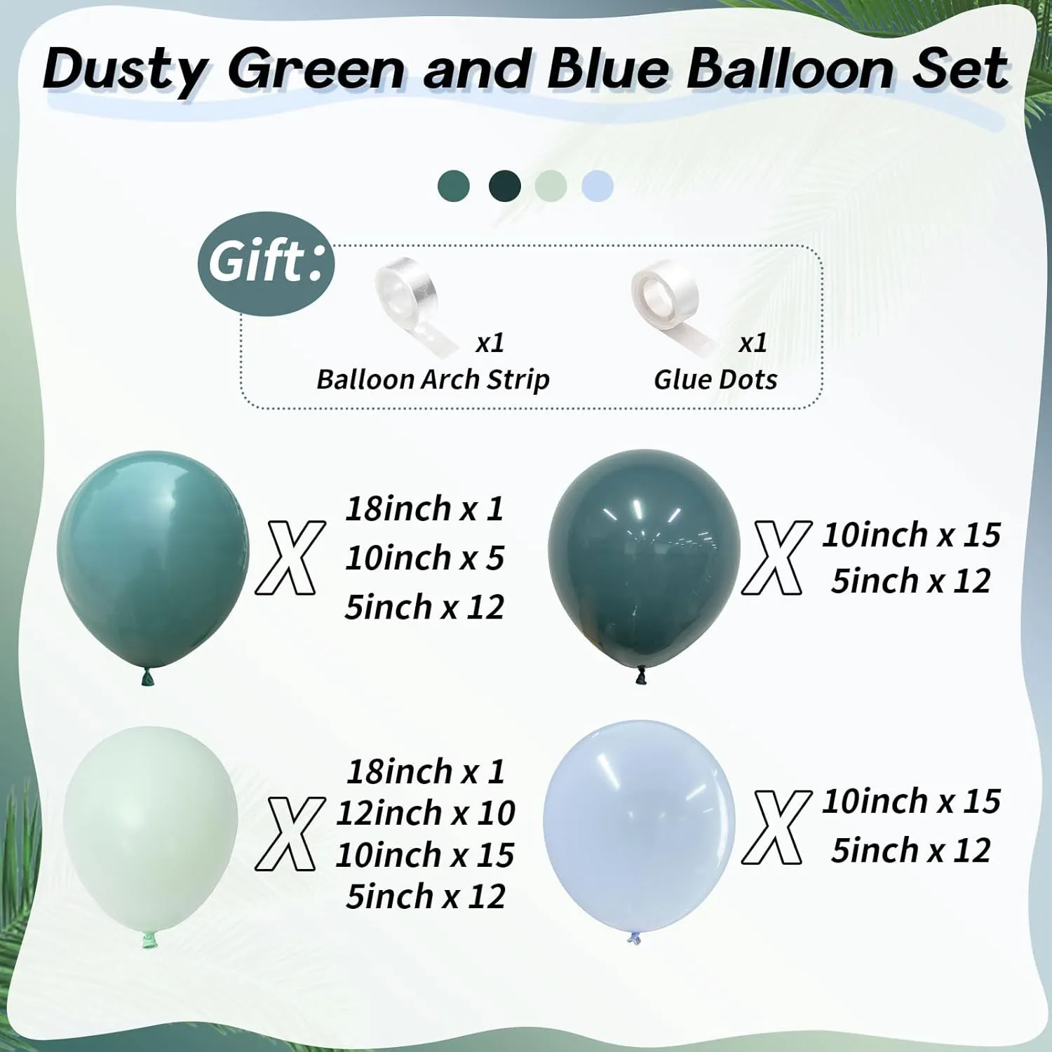Dusty Green and Blue Balloon Arch Kit, 116pcs Slate Light Blue Sage Green Balloons Garland, Pastel Olive Blue Baby Green Balloon for Boys Girls Birthday Wedding Baby Bridal Shower Party Decorations