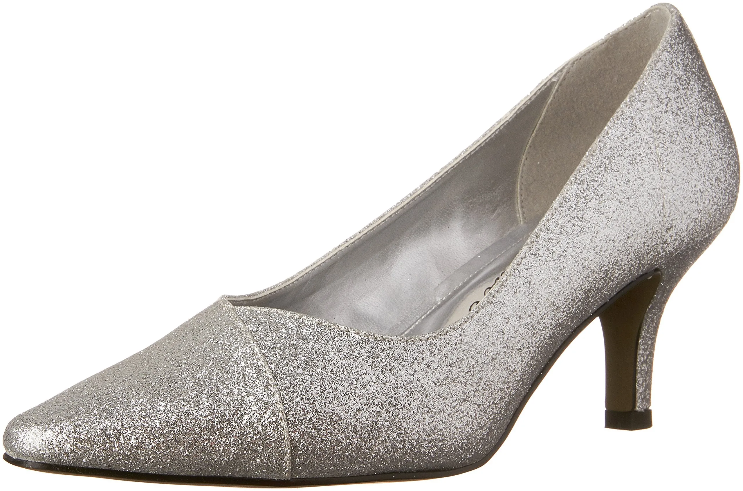 Easy Street Women's Chiffon Pointed Toe Pump,Silver Glitter,7.5 W US
