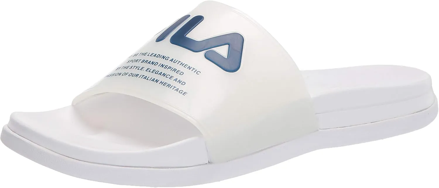 Fila Women's Drifter Lux Clear Slide Sandal, White Red Navy, 10